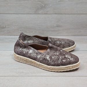 Trask Women Leather Espadrille Platform Loafer Slip on shoes sz 8.5M